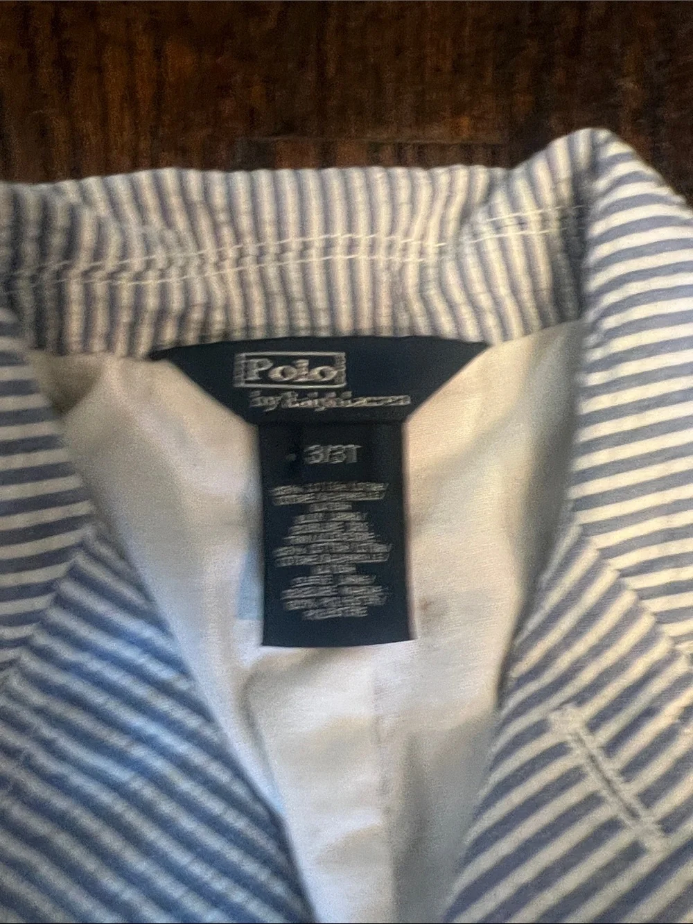 Polo by Ralph Lauren Light Blue & White Striped Seersucker Blazer